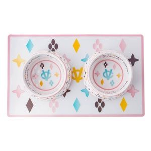 White Chewy Vuiton Pet Food Placemat